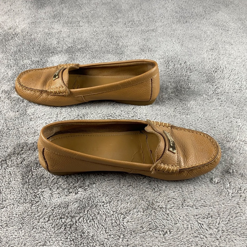 COACH Fredrica Soft Leather Driving Moc Flat Loafers Womens US 8 B EUR 38 Tan